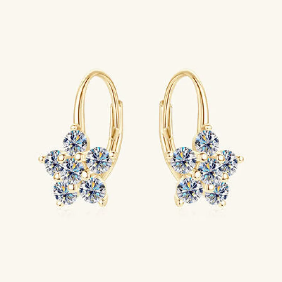 1.2 Carat 925 Sterling Silver Moissanite Flower Huggie Earrings