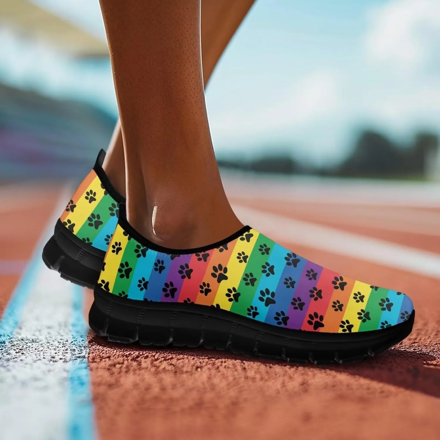 American Flag Walking Shoes for Women Slip On Casual Running Shoes Low Top Mesh Sport Shoes Lightweight Adult Jogging Shoes