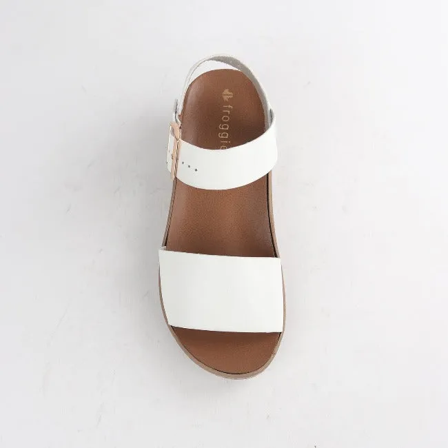 Double Band Wedge Slingback Sandal in White - 12665