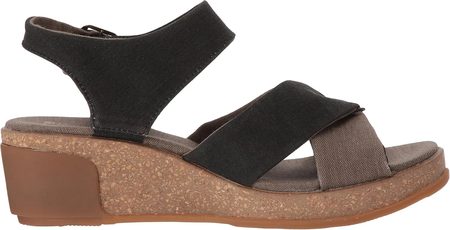El Naturalista Women's N5007t Seaweed Canvas Black/Leaves Wedge Sandal, 6 AU