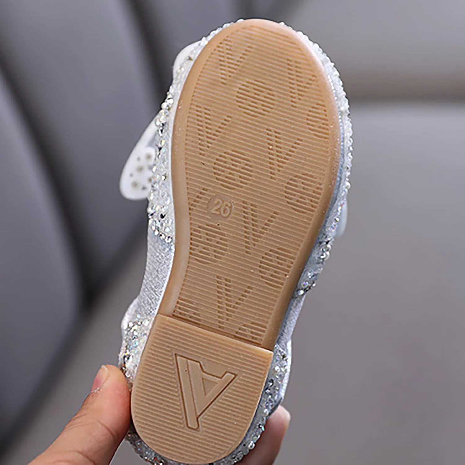 Fashion Summer Girl Dance Shoes Girls Dress Performance Princess Shoes Rhinestone Sequin Bow Hook (Silver, 3 Big Kids)