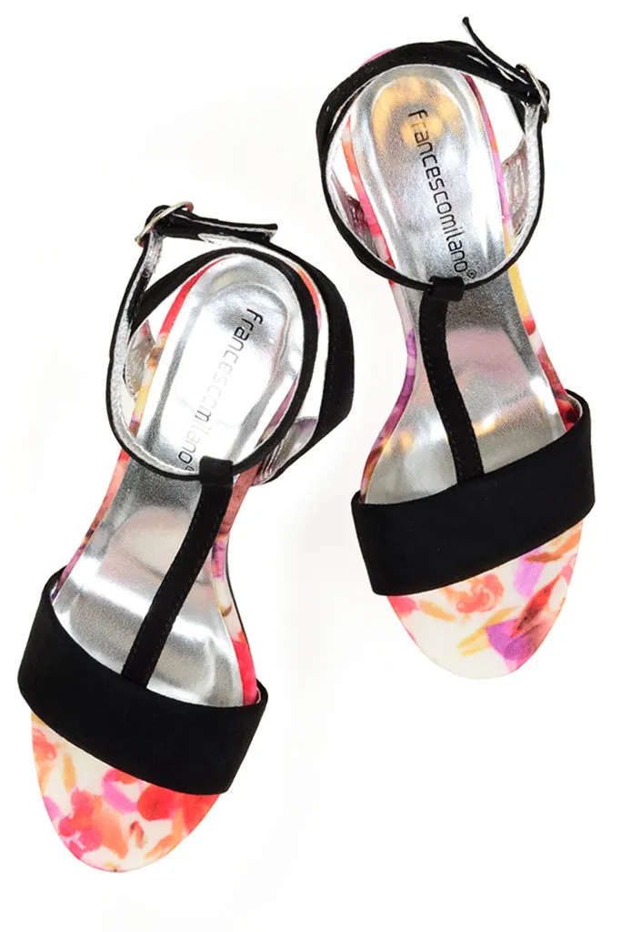 FRANCESCO MILANO WELIE Black Floral Sandals