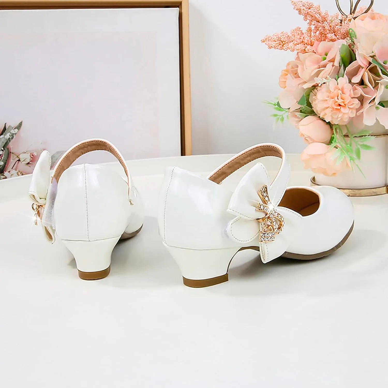 Girls High Heeled Shoes Children Leather Shoes Princess Dress Shoes Primary School Students Sandals for Girls Size 4