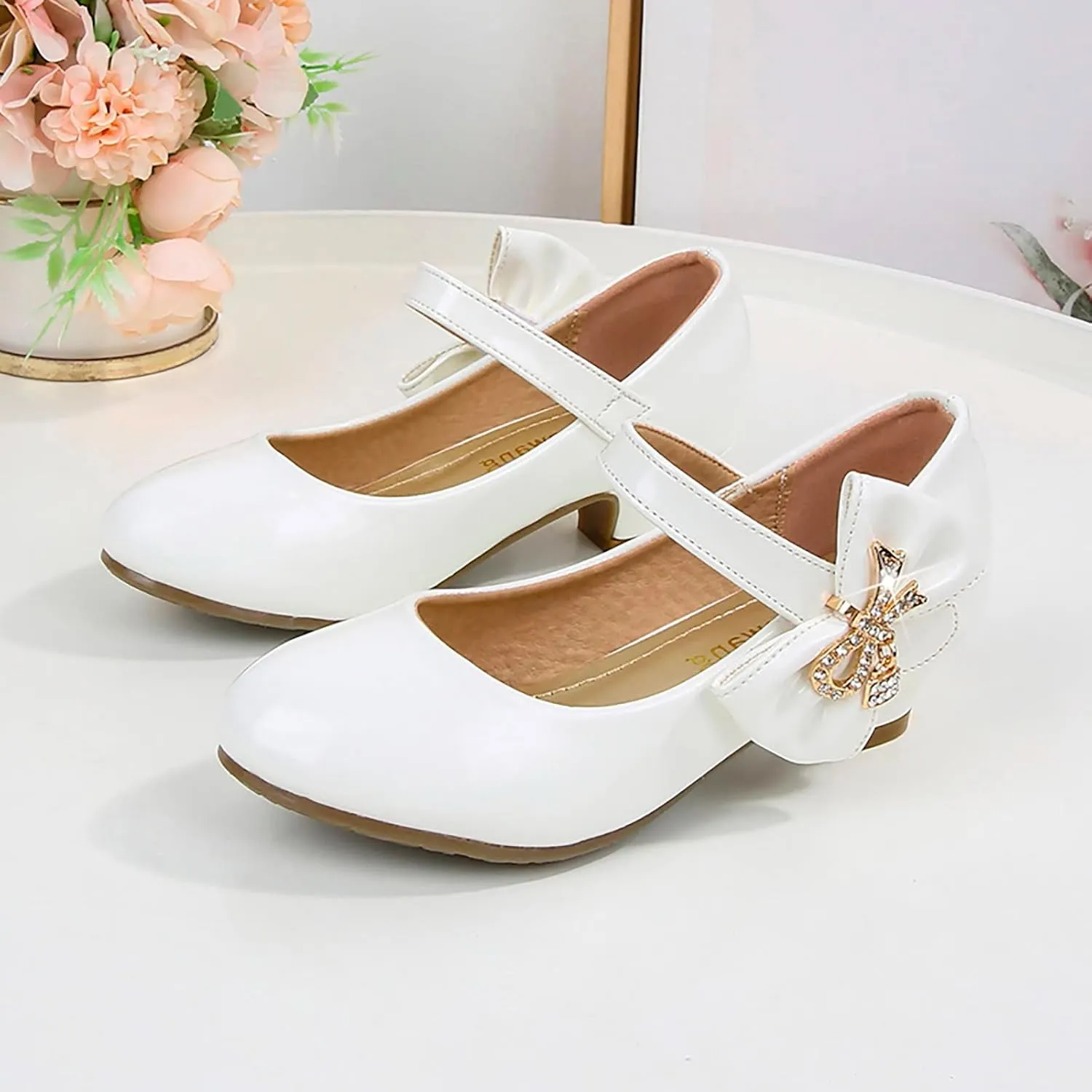 Girls High Heeled Shoes Children Leather Shoes Princess Dress Shoes Primary School Students Sandals for Girls Size 4