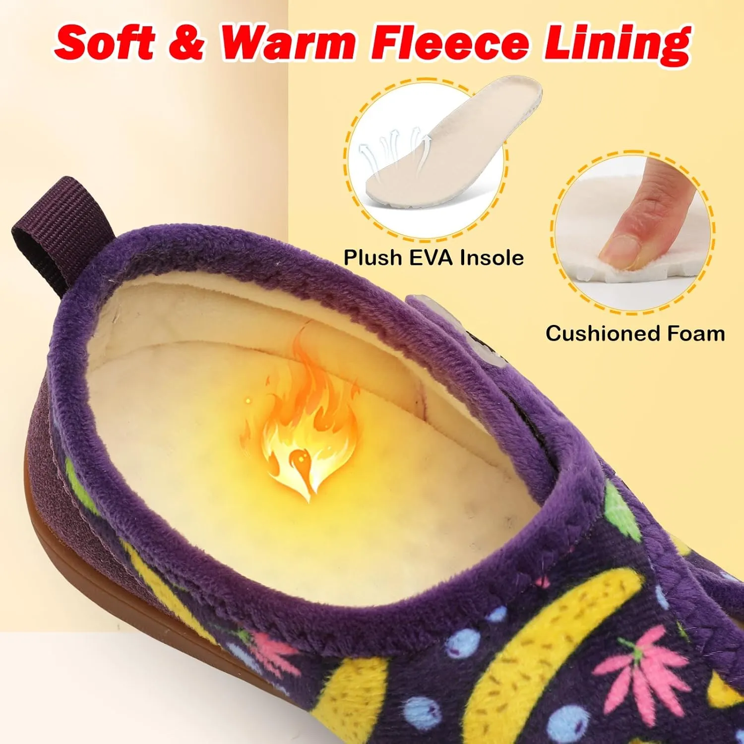 L-RUN Womens Wide Toe Box Barefoot Diabetic Shoes - Ladies House Slippers for Indoor and Outdoor