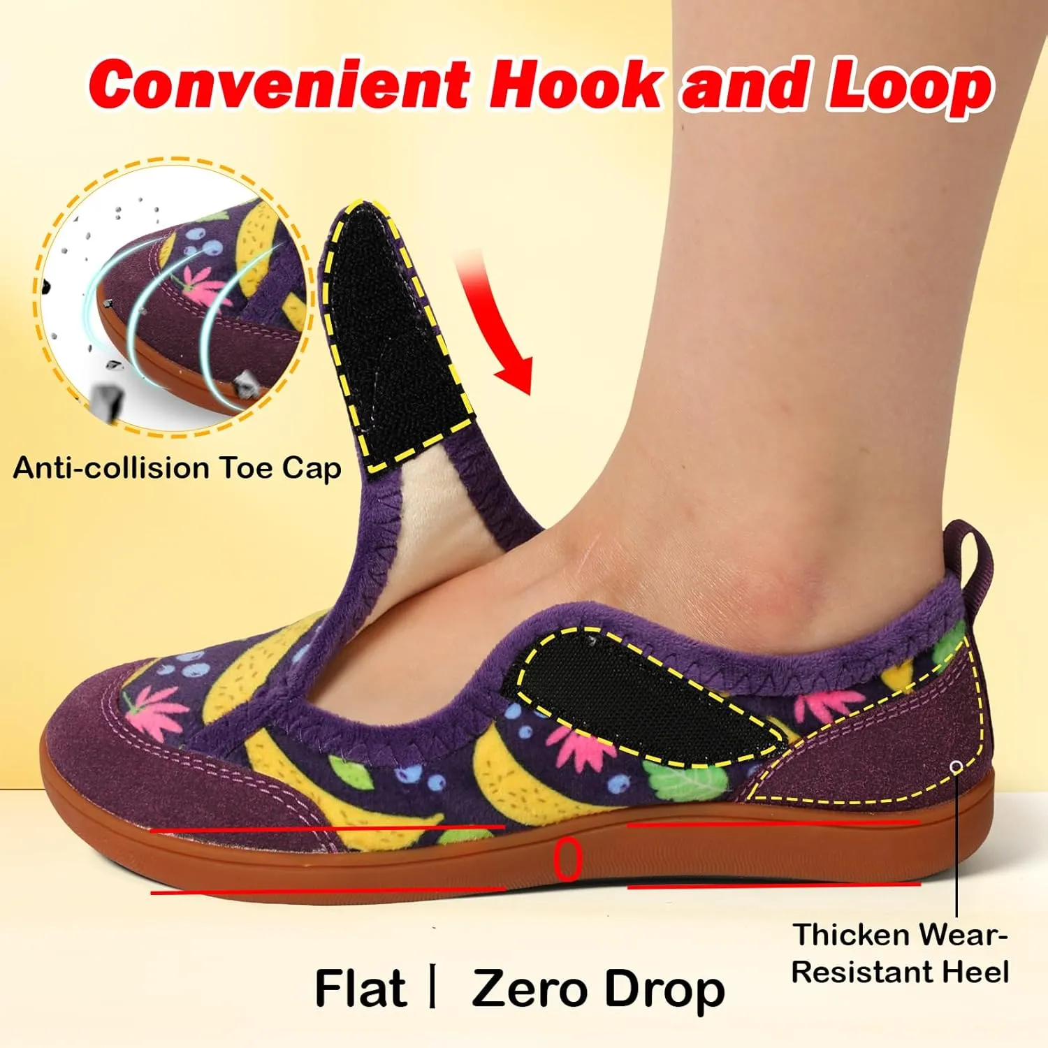 L-RUN Womens Wide Toe Box Barefoot Diabetic Shoes - Ladies House Slippers for Indoor and Outdoor
