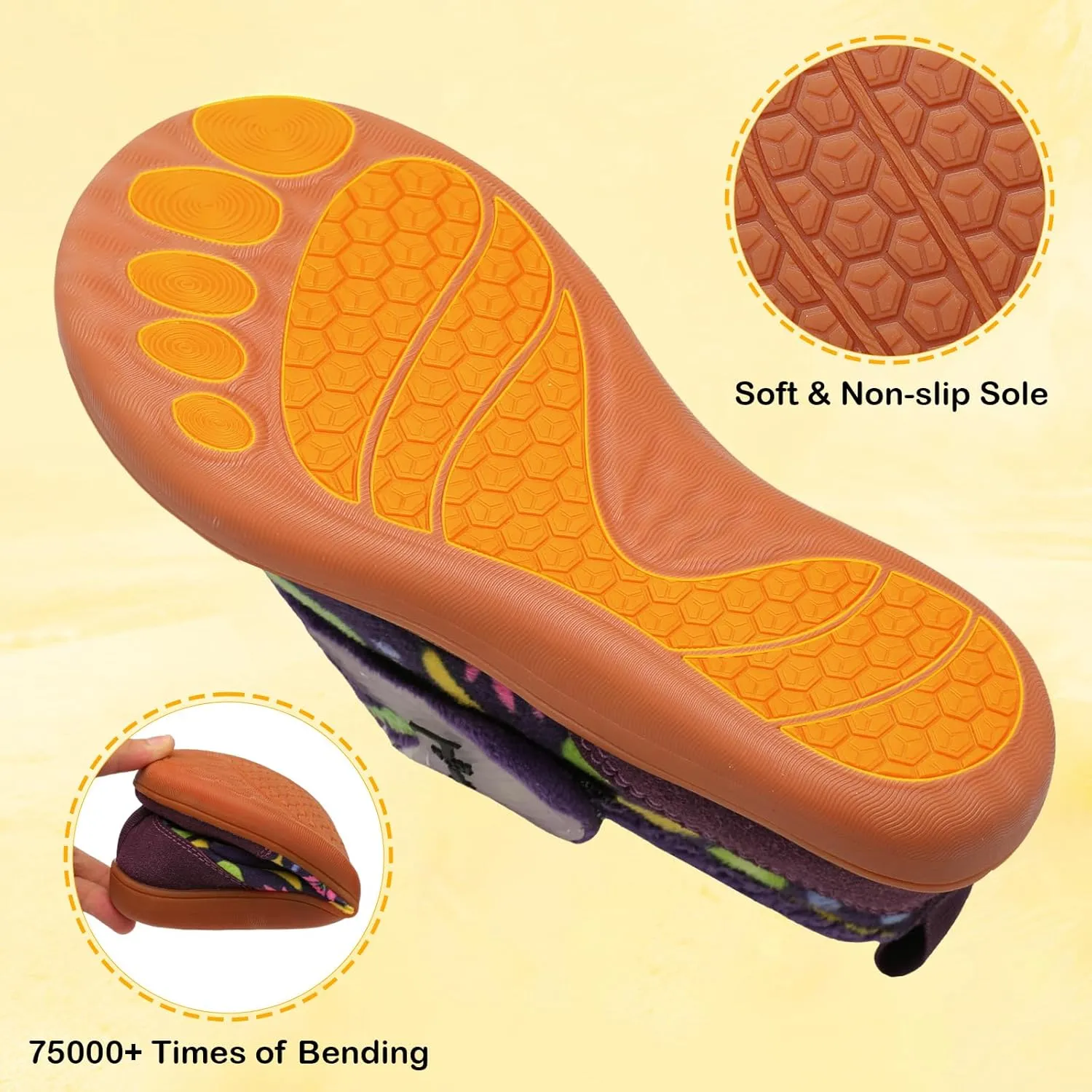 L-RUN Womens Wide Toe Box Barefoot Diabetic Shoes - Ladies House Slippers for Indoor and Outdoor