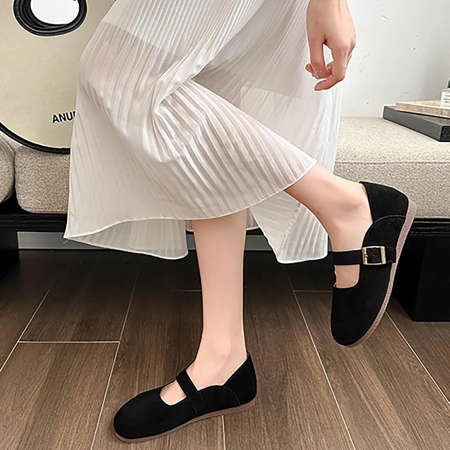 Ladies Summer Fashion Flat Bottom Shoes Solid Colour Leisure Out Travel Non Slip Soft Buckle Casual Shoes