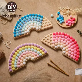 Let's Make Wooden Toys Rainbow Board Baby Color Sorting Sensory Toys Children Fine Motor Skills Montessori Education Kids Toys