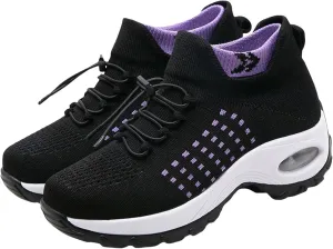 Orthopedic Sneakers for Women Men Comfortable Breathable Walking Shoes,Soft Damping Air Cushion Footwear Anti-Skid Waterproof Soles Sneakers,Elastic Strap Running Shoes Unisex with Arch Support