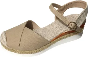 Women's Closed Toe Platform Sandals Summer Buckle Ankle Strap Espadrilles Wedge Sandals Slip On Slingback Dress Comfortable Adjustable Roman Sandal Beach Going Out Work Office Fashion Espadrille Shoes